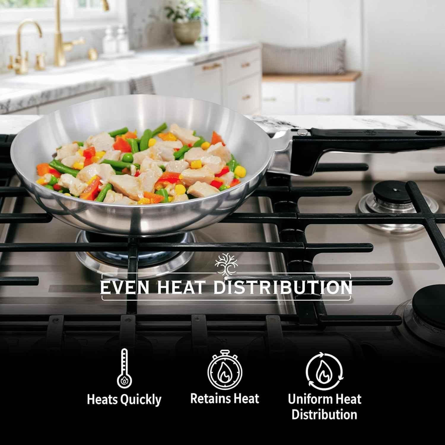 11-Inch Chef Skillet – Quick & Even Heat Distribution – Lightweight Cast Aluminum Frying Pan - GiFTiFY