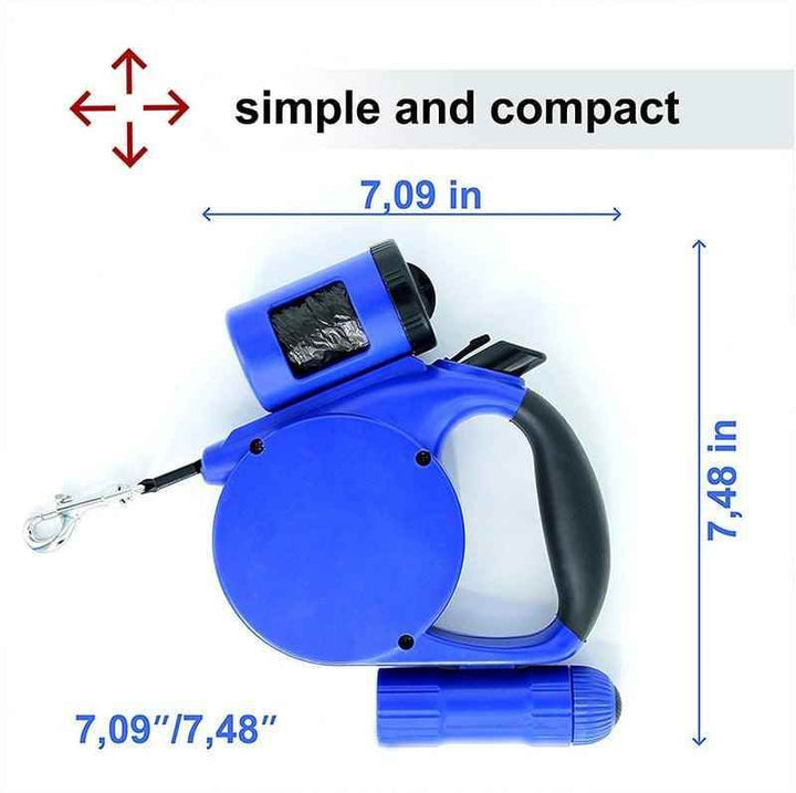 Nightwalk 4.5M Led Light And Waste Bag Dispenser Retractable Dog Leash - GiFTiFY