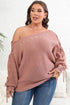 Plus Size One Shoulder Beaded Sweater - GiFTiFY