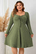 Honey Plus Size Sweetheart Neck Long Sleeve Ribbed Dress - GiFTiFY