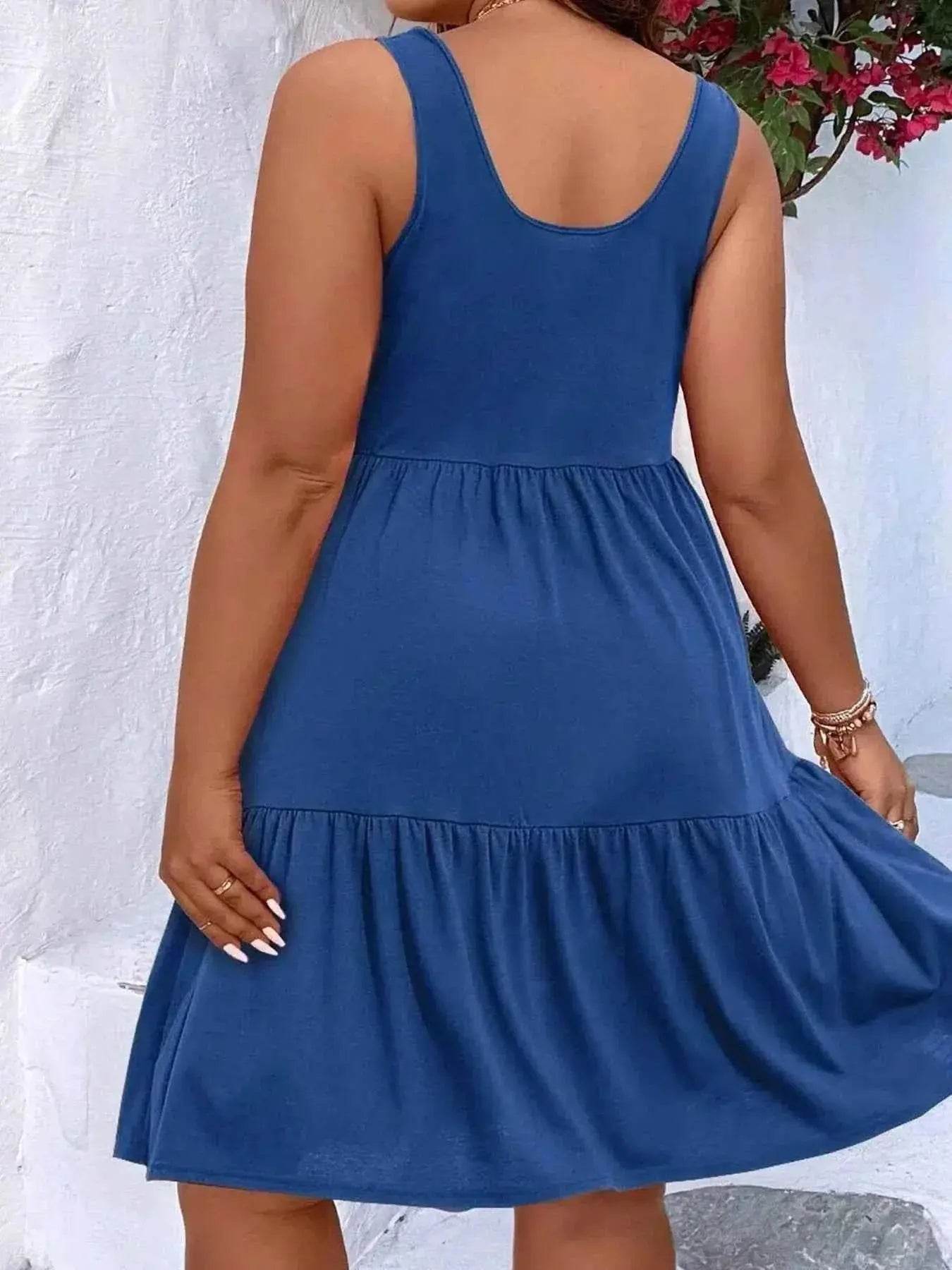 Plus Size Tiered Scoop Neck Tank Dress - GiFTiFY