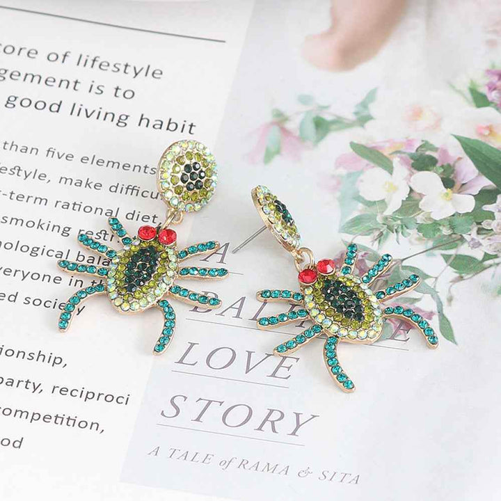 Spider Rhinestone Alloy Earrings - GiFTiFY