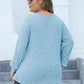Plus Size Ribbed V-Neck Long Sleeve Top - GiFTiFY