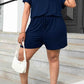 Plus Size Drawstring Waist Romper with Pockets - GiFTiFY