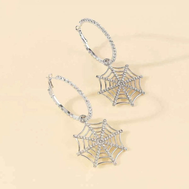 Halloween Spider Web Dangle Hoop Earrings - GiFTiFY