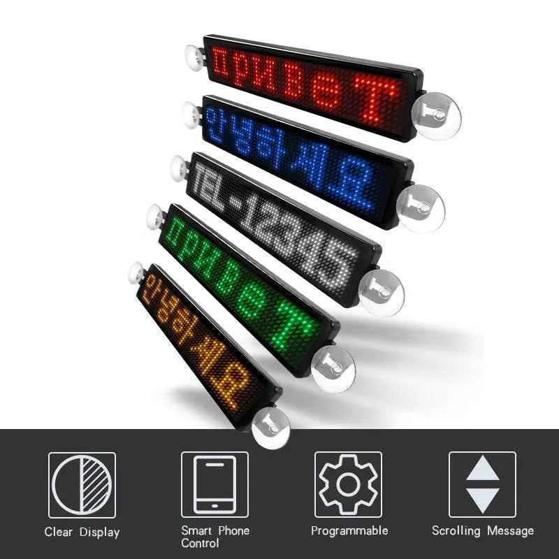 Advertising Messages Scrolling Car Sign Board USB 5V Bluetooth LED Display Screen Multi-languages Messages Scrolling Car Sign by Dropshee