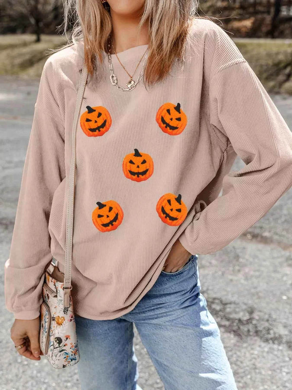 Halloween Pumpkin Drop Shoulder Sweatshirt - GiFTiFY