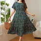 Honey Plus Size Floral Round Neck Short Sleeve Midi Dress - GiFTiFY