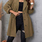Honey Plus Size Lapel Collar Drawstring Roll-Tab Sleeve Trench Coat - GiFTiFY