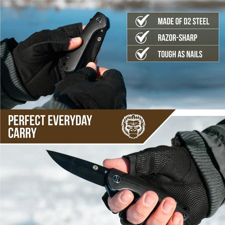 The Peasant Folding Pocket Knife Giftset for Men and Women (Black and Blue) - GiFTiFY