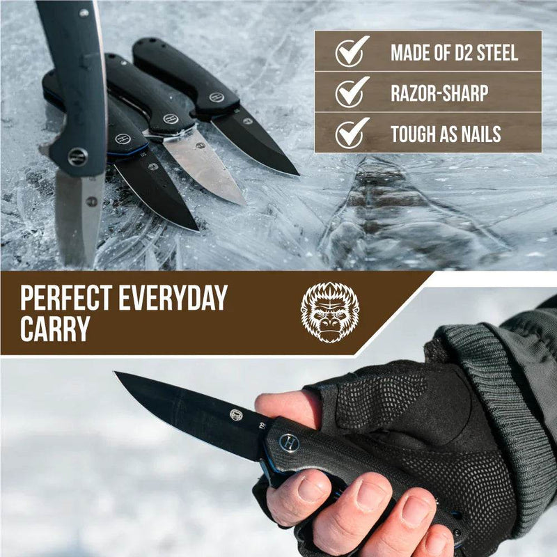 The Peasant Folding Pocket Knife Giftset for Men and Women (Red and Grey) Folding Pocket Knife by Holtzman's Gorilla Survival