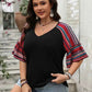 Plus Size V-Neck Flounce Sleeve Top - GiFTiFY