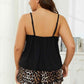 Plus Size Lace Trim Scoop Neck Cami and Printed Shorts Pajama Set - GiFTiFY