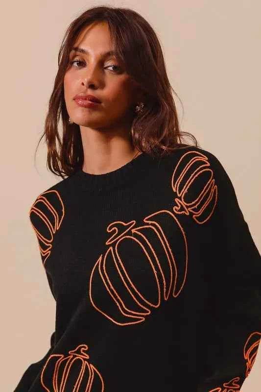 SO ME Pumpkin Embroidered Halloween Thanksgiving Sweater - GiFTiFY