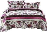 DaDa Bedding Bohemian Purple Blooms Floral Garden Pink Brown Bedspread Set (KBJ1629) - GiFTiFY