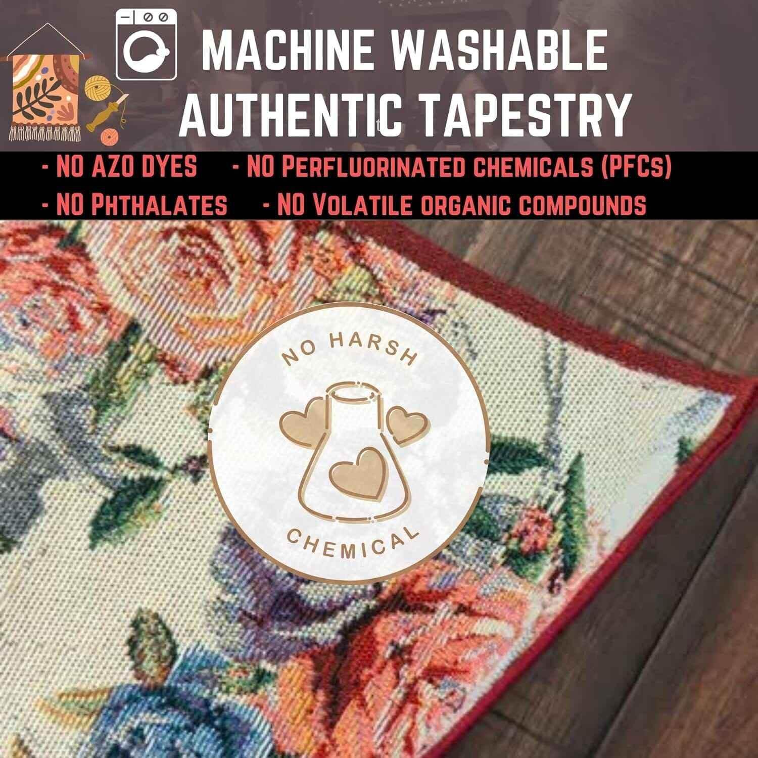 DaDa Bedding Set of 4-Pieces Vintage Romantic Roses Lovely Pink Floral Tapestry Placemats 13” x 19” (879) Placemat by DaDalogy Bedding Collection