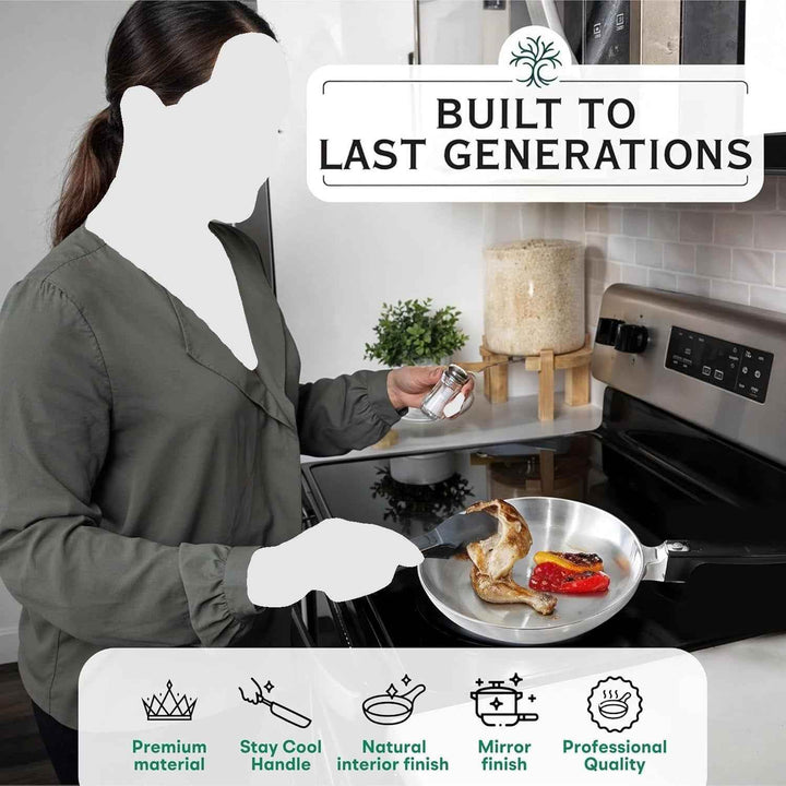 11-Inch Chef Skillet – Quick & Even Heat Distribution – Lightweight Cast Aluminum Frying Pan - GiFTiFY