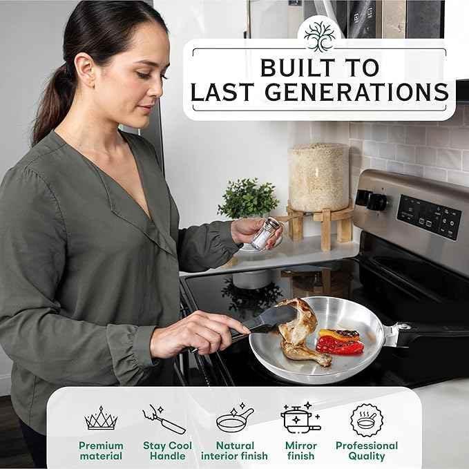 10-Inch Chef Skillet – Quick & Even Heat Distribution – Lightweight Cast Aluminum Frying Pan - GiFTiFY