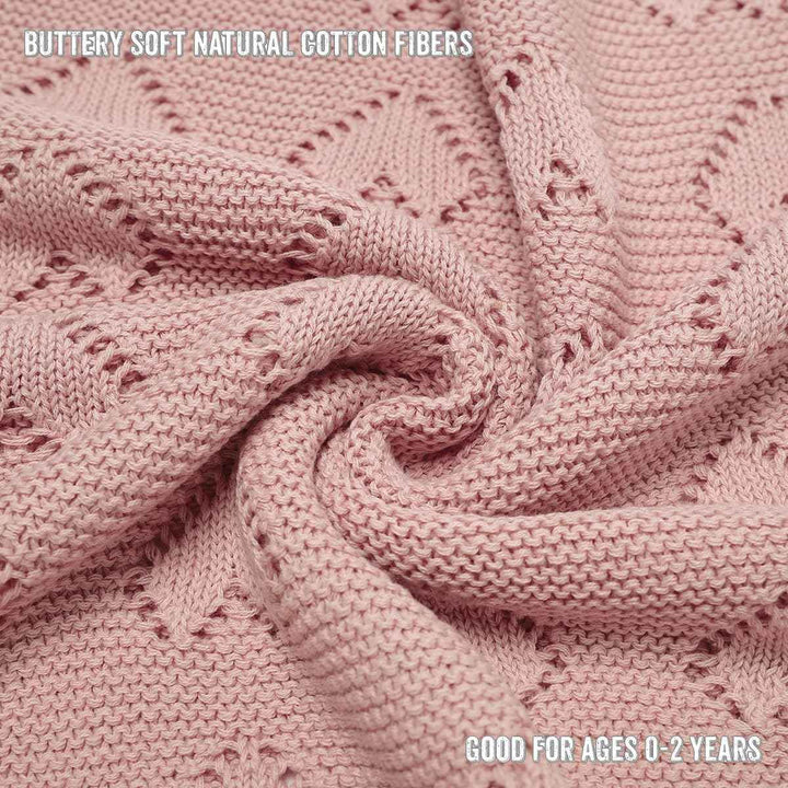 100% Cotton Luxury Knit Heart Swaddle Baby Blanket - GiFTiFY