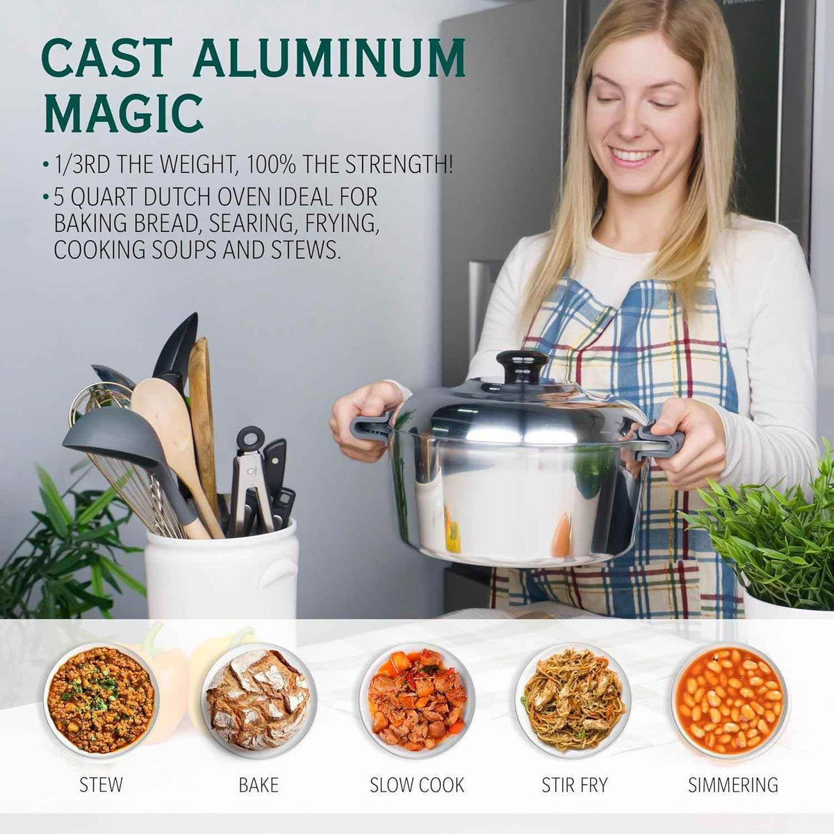 3 Quarts Round Dutch Oven with Lid Home & Garden by MAGNAWARE