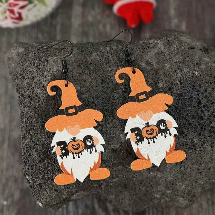Wooden Dwarfs Pumpkin Dangle Earrings - GiFTiFY