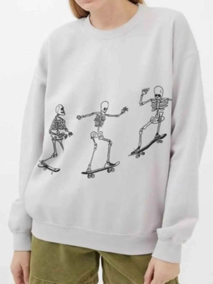 Skeleton Graphic Oversized Sweatshirt - GiFTiFY