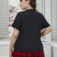 Plus Size Round Neck Tee Shirt and Plaid Shorts Lounge Set - GiFTiFY