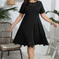 Plus Size Round Neck Openwork Dress - GiFTiFY
