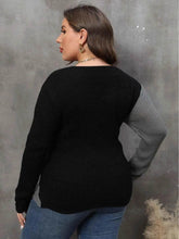 Plus Size Two-Tone Surplice Neck Sweater - GiFTiFY