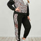 Plus Size Leopard Sweatshirt and Sweatpants Set - GiFTiFY
