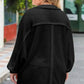 Plus Size Half Button Collared Neck Long Sleeve Blouse - GiFTiFY
