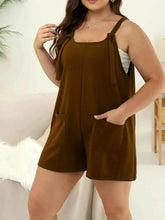 Plus Size Knotted Strap Romper with Pockets - GiFTiFY