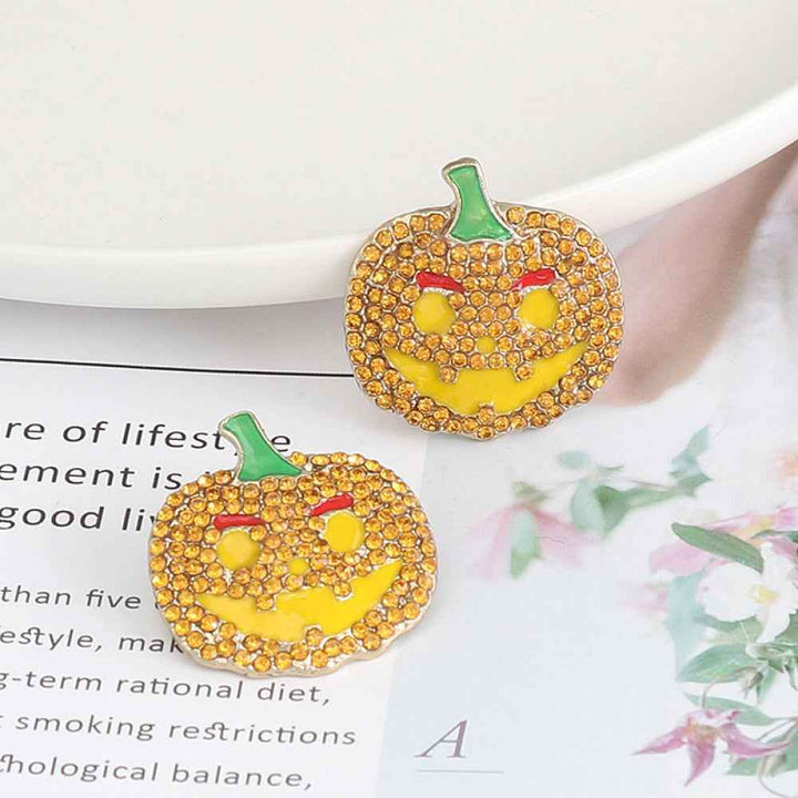 Demon Pumpkin Rhinestone Alloy Earrings - GiFTiFY