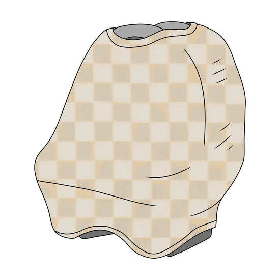 Butter Cream & White Checkered Carseat Cover - GiFTiFY
