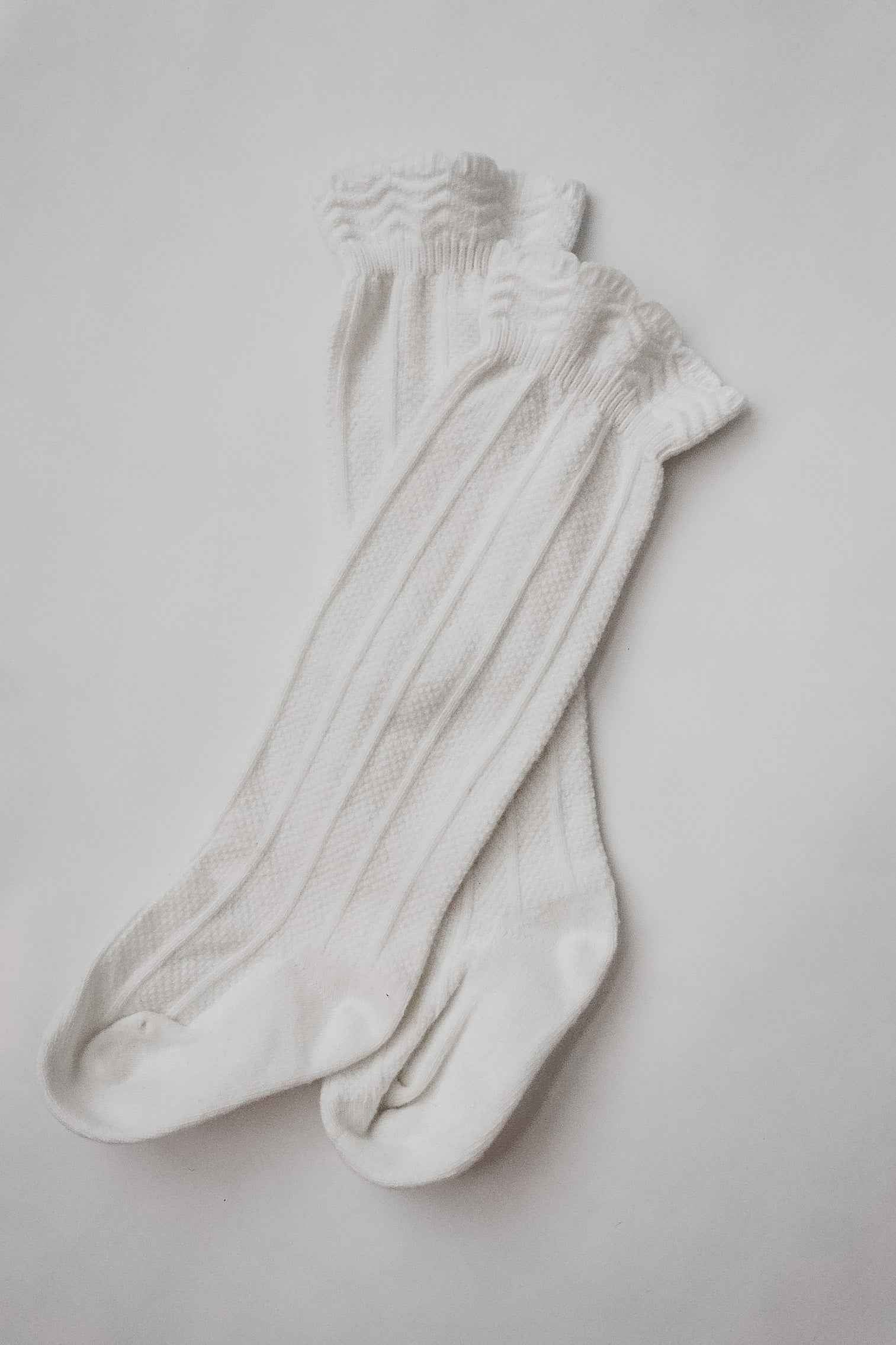 Ruffle Cotton Knee High Socks