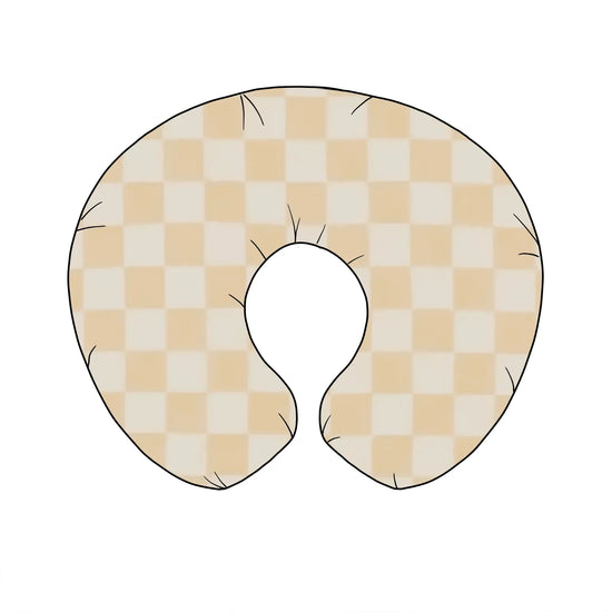 Butter Cream & White Checkered Nursing Pillow Cover - GiFTiFY