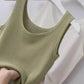 Plus Size Ribbed Knit Scoop Neck Tank Top - GiFTiFY