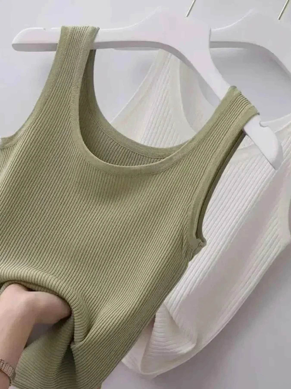 Plus Size Ribbed Knit Scoop Neck Tank Top women Attire by Trendsi
