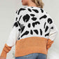Plus Size Leopard Round Neck Long Sleeve Sweater - GiFTiFY