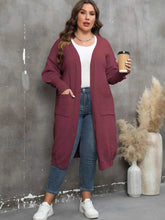 Plus Size Long Sleeve Pocketed Cardigan - GiFTiFY