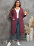 Plus Size Long Sleeve Pocketed Cardigan - GiFTiFY