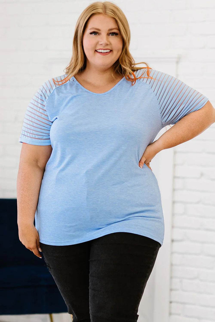 Plus Size V-Neck Raglan Sleeve Tee - GiFTiFY