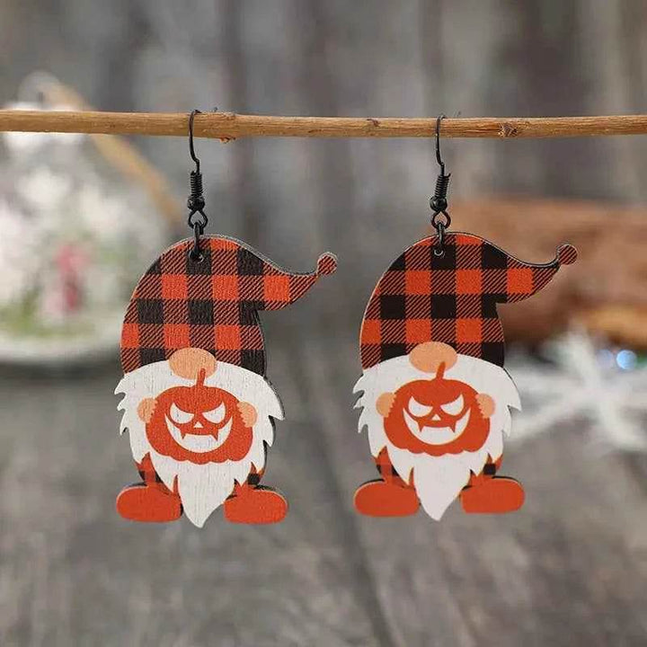 Wooden Dwarfs Pumpkin Dangle Earrings - GiFTiFY