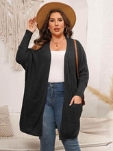 Plus Size Open Front Cardigan With Pockets - GiFTiFY
