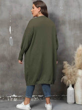 Plus Size Long Sleeve Pocketed Cardigan - GiFTiFY