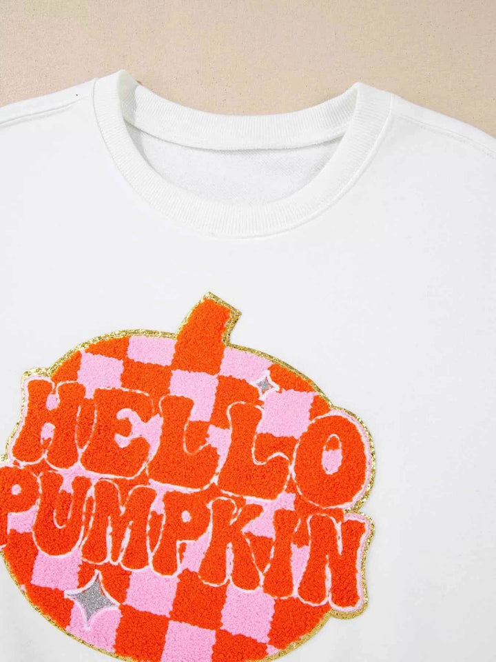 Halloween Pumpkin Patched Pattern Long Sleeve Sweatshirt - GiFTiFY