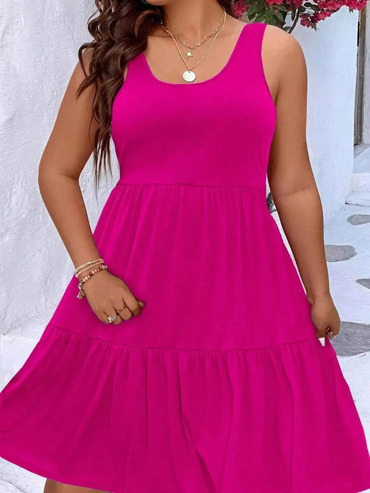 Plus Size Tiered Scoop Neck Tank Dress - GiFTiFY