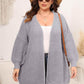 Plus Size Open Front Dropped Shoulder Knit Cardigan - GiFTiFY