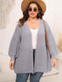 Plus Size Open Front Dropped Shoulder Knit Cardigan - GiFTiFY