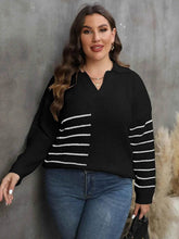 Plus Size Striped V-Neck Sweater - GiFTiFY